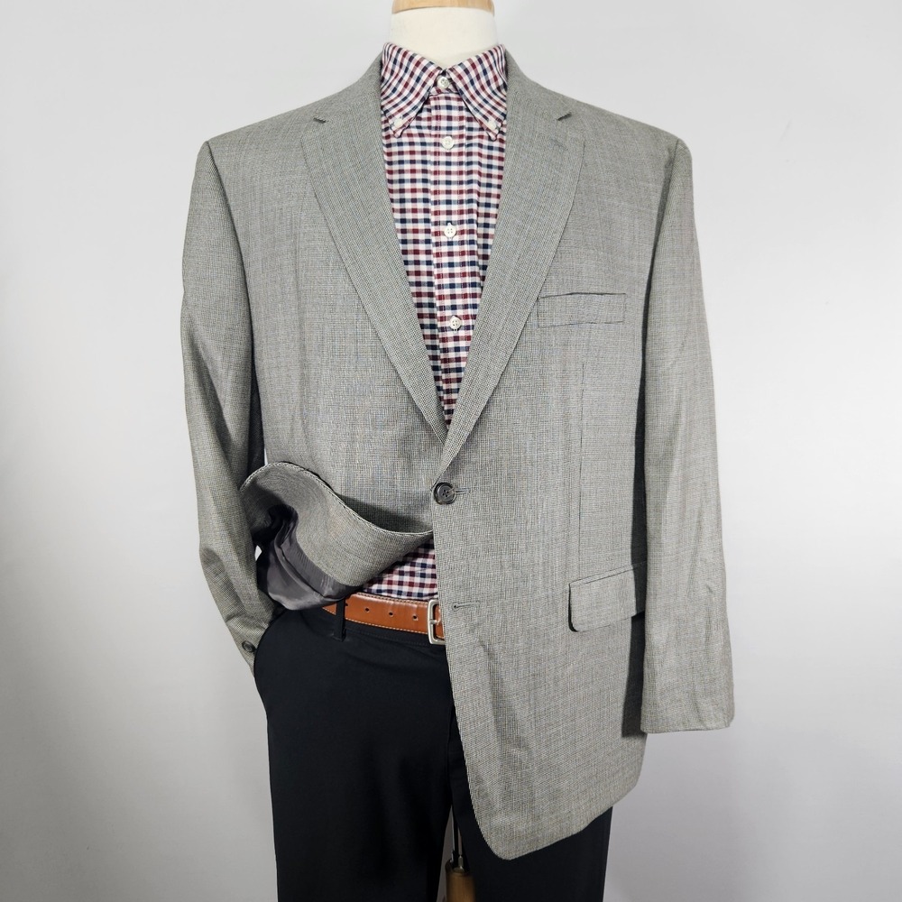 Lauren Ralph Lauren Men's Sport Coat Blazer Two Button Gray Plaid Silk Wool 46S